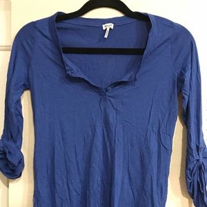 Roll-Sleeve Super Soft Henley Tee